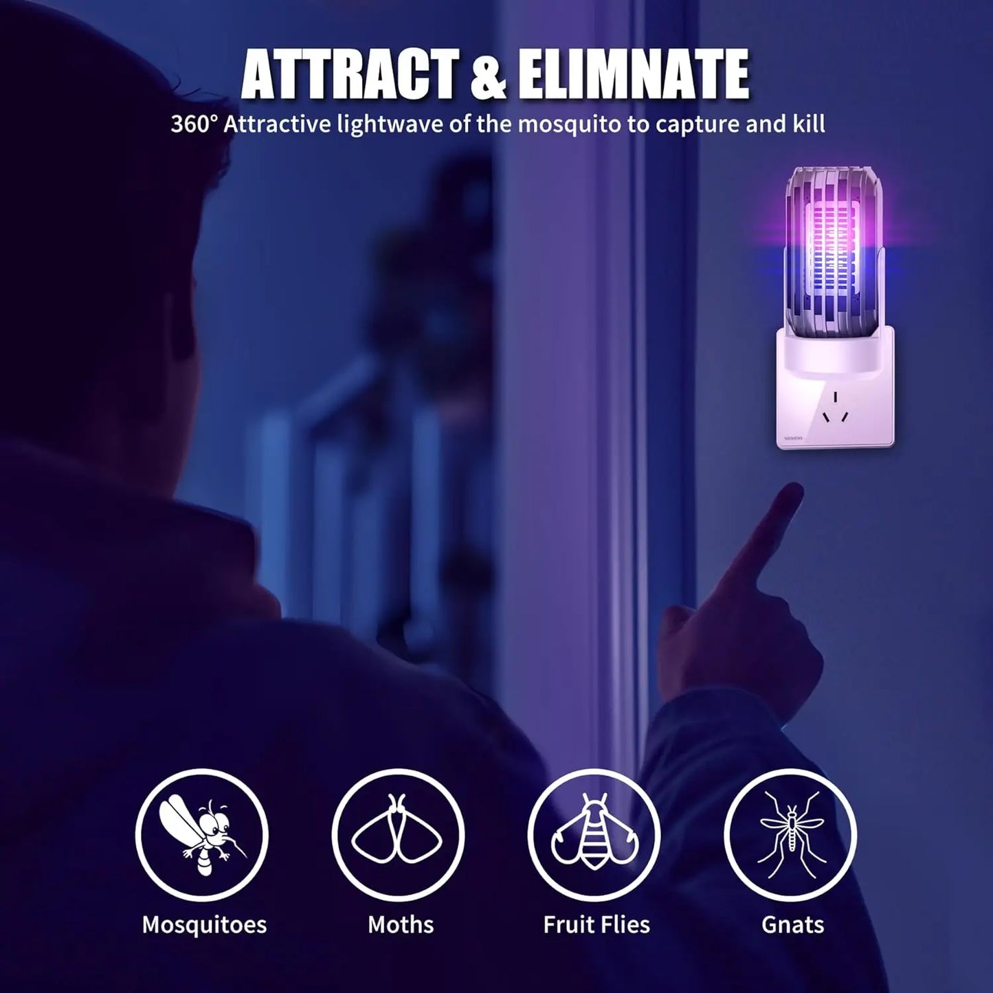 Indoor Plug in Bug Catcher, Mosquito Zapper Indoor,UV Bug Light Trap Indoor for Insects Mosquitoes Bugs Gnats Moths, Indoor Fly