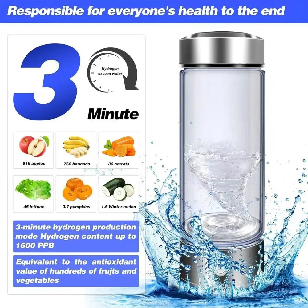 Hydrogen-Rich Water Cup Electric Water Generator Bottle Dual Chamber Filter Cups Antioxidant Water Bottle Titanium Quality Glass