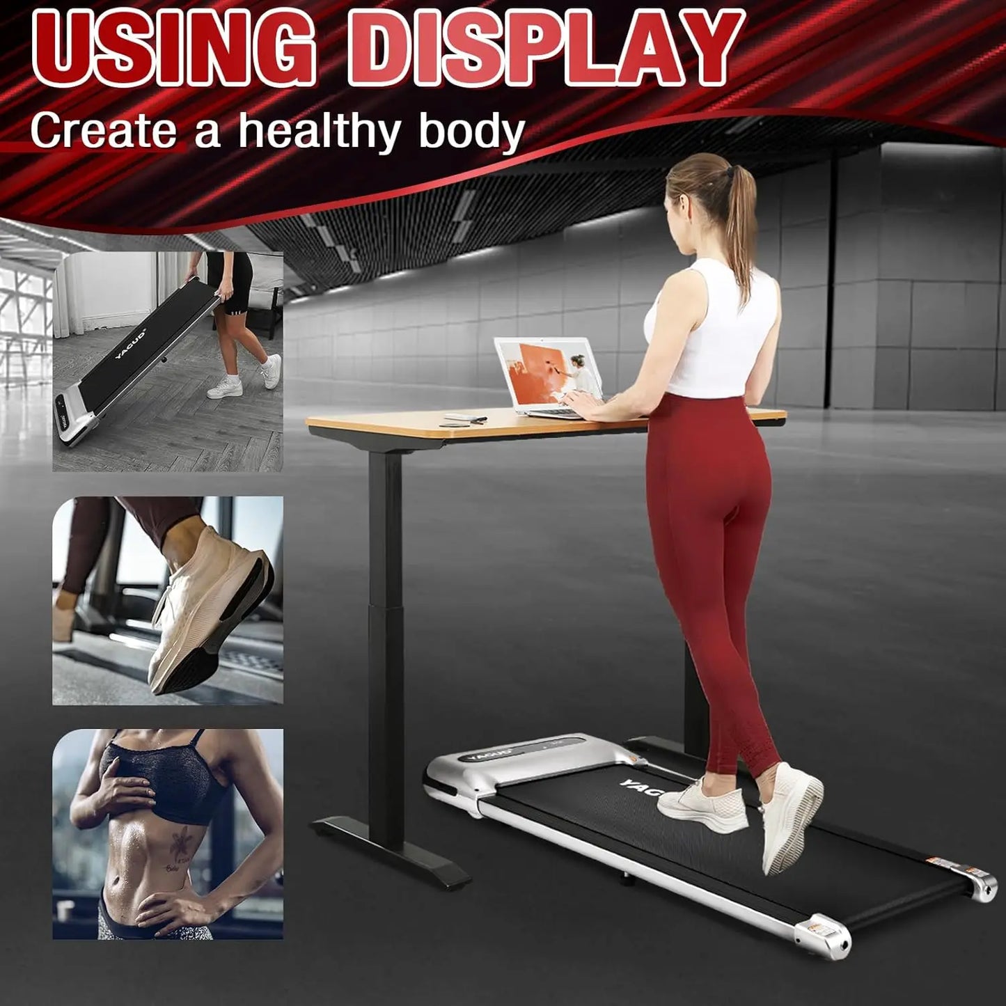 Under Desk Treadmill, Walking Pad for Home and Office, 2.5 HP Portable Walking Jogging Running Machine with Remote Control