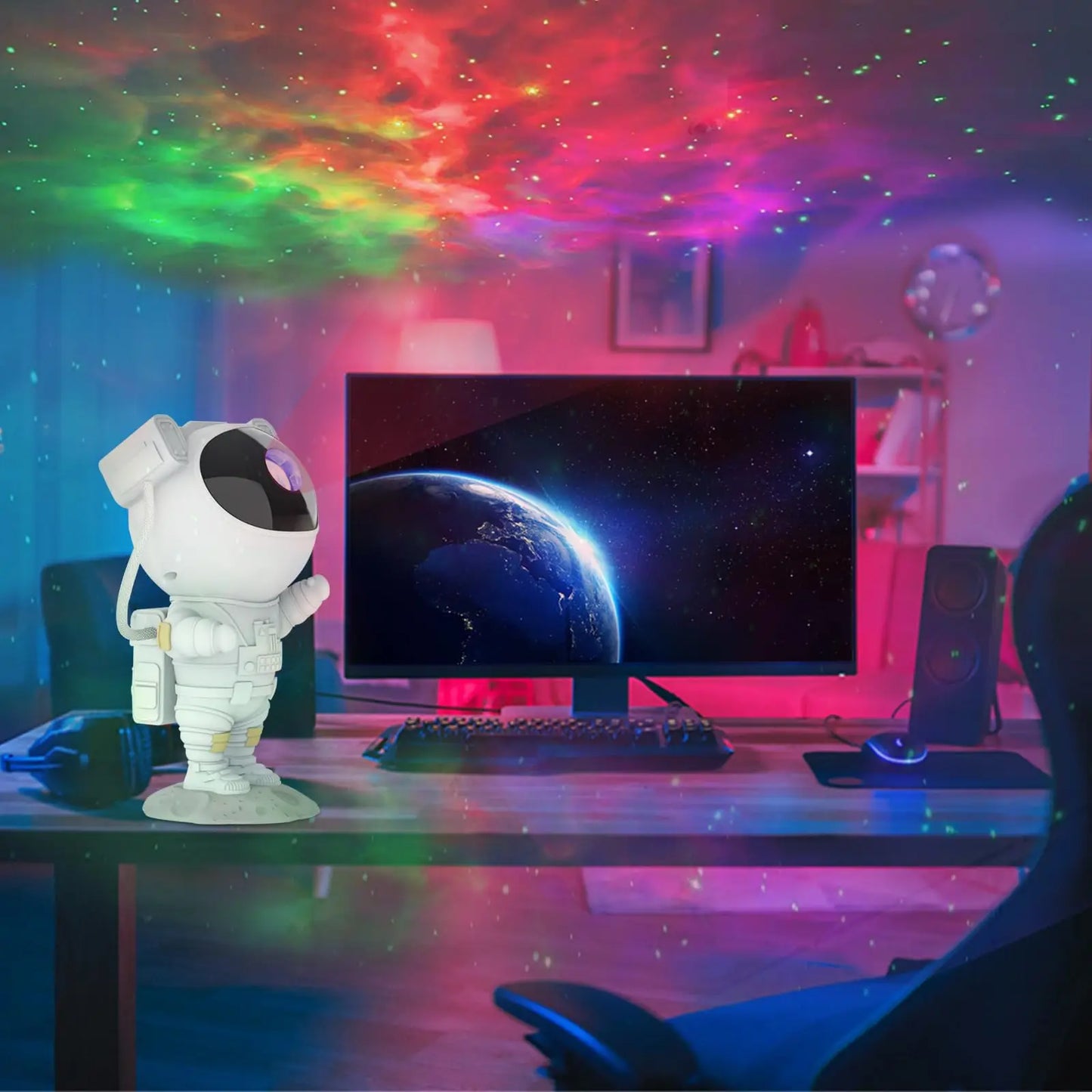 Star Projector Galaxy Night Light - Astronaut Space Projector, Starry Nebula Ceiling LED Lamp with Timer and Remote