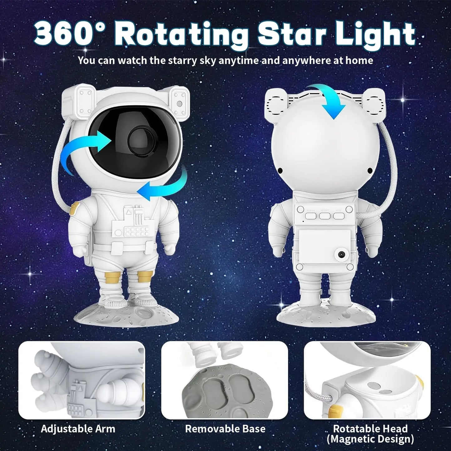 Star Projector Galaxy Night Light - Astronaut Space Projector, Starry Nebula Ceiling LED Lamp with Timer and Remote