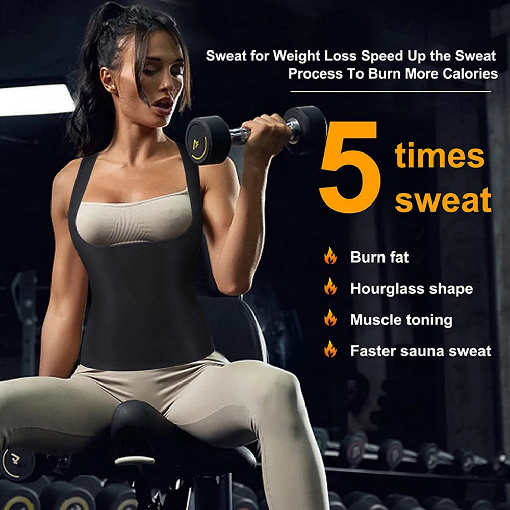 Sauna Sweat Vest for Women, Gym Weight Loss, Workout Tank Top, Slimming Shirt, Heat Trapping Sweat Compression Vest, Summer, 1Pc