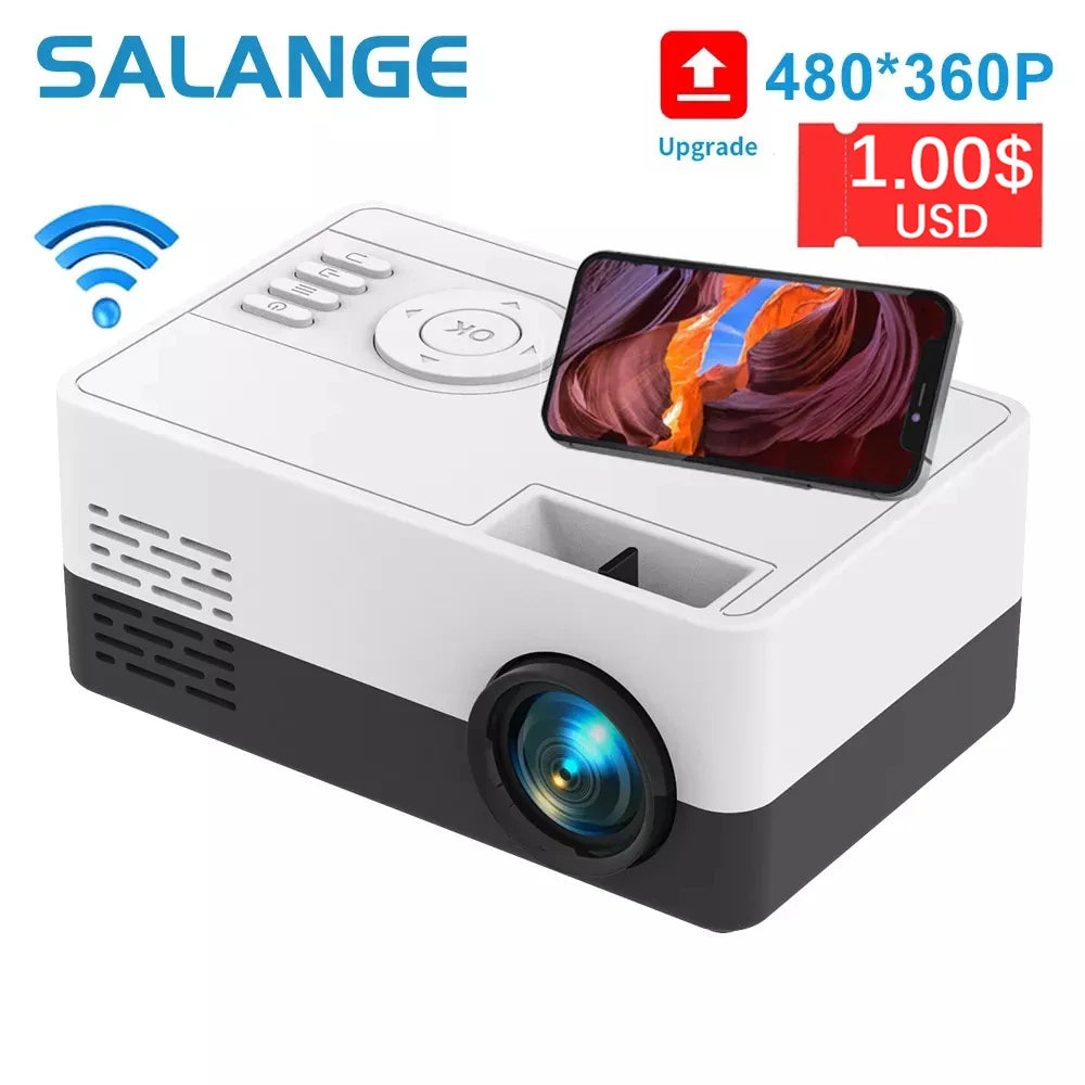 Salange Mini Projector J15 Pro, 480*360 Support 1080P USB Mini Beamer For Phone Smartphone Home Theater Kids Gift PK YG300