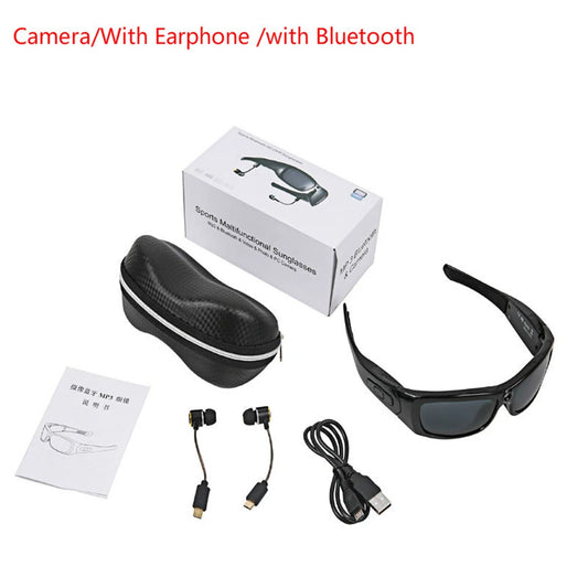 HD 1080P Mini Camcorder Glasses Camera With Bluetooth Headset Polarized Sunglasses Sports Camera Driving Cycling Video Recorder