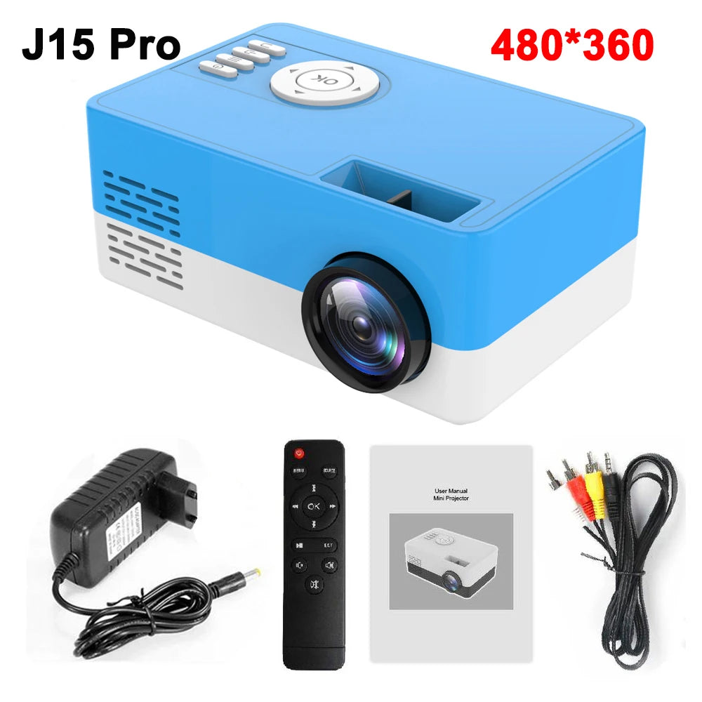 Salange Mini Projector J15 Pro, 480*360 Support 1080P USB Mini Beamer For Phone Smartphone Home Theater Kids Gift PK YG300