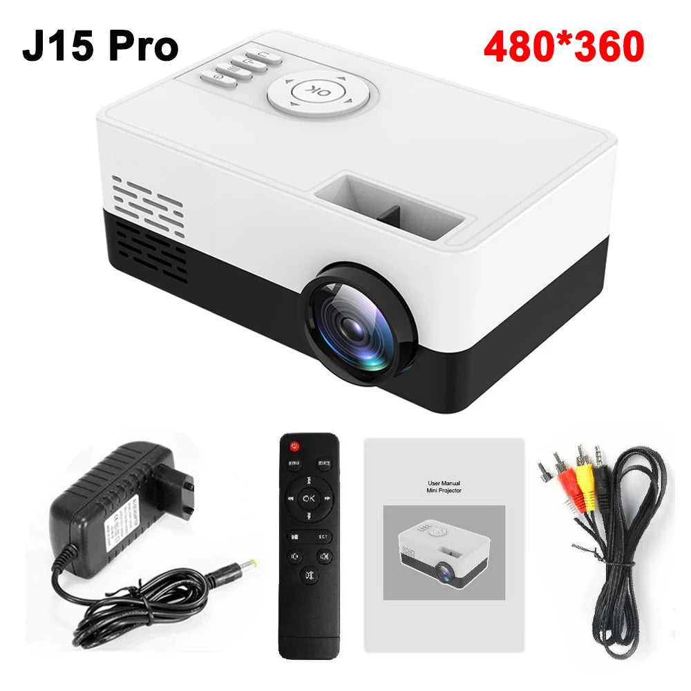 Salange Mini Projector J15 Pro, 480*360 Support 1080P USB Mini Beamer For Phone Smartphone Home Theater Kids Gift PK YG300