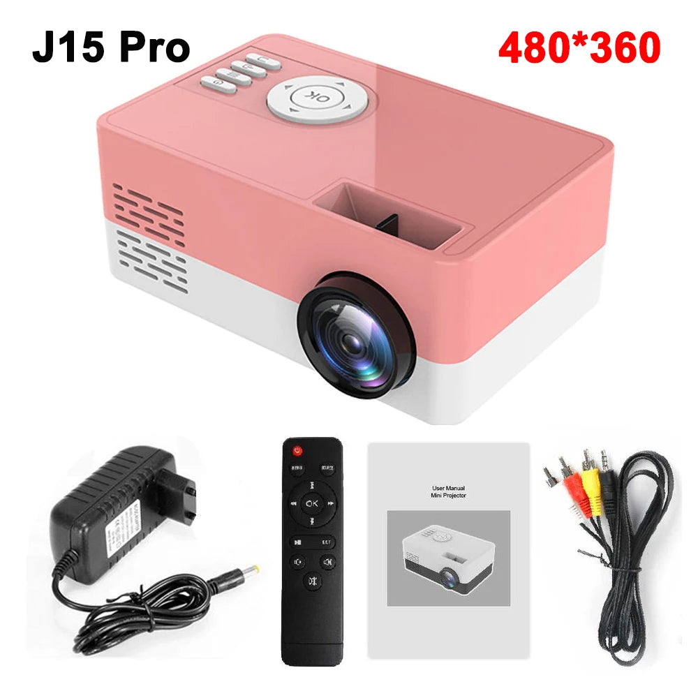 Salange Mini Projector J15 Pro, 480*360 Support 1080P USB Mini Beamer For Phone Smartphone Home Theater Kids Gift PK YG300