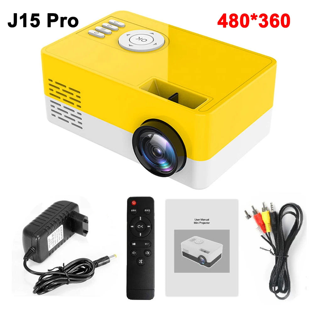 Salange Mini Projector J15 Pro, 480*360 Support 1080P USB Mini Beamer For Phone Smartphone Home Theater Kids Gift PK YG300