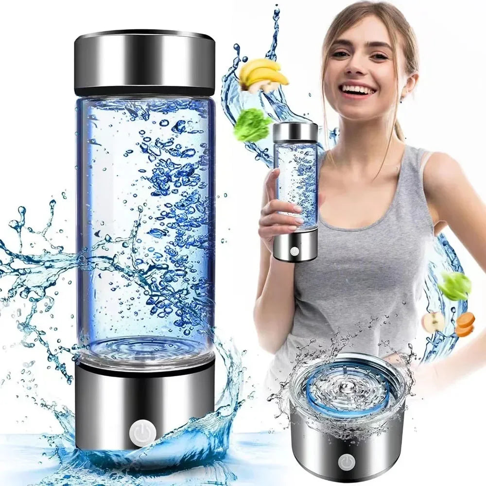 Hydrogen-Rich Water Cup Electric Water Generator Bottle Dual Chamber Filter Cups Antioxidant Water Bottle Titanium Quality Glass