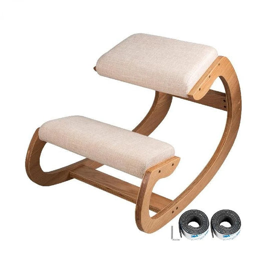 VEVOR Ergonomic Kneeling Chair Stool W/ Thick Cushion Home Office Chair Improving Body Posture Rocking Wood Knee Computer Chair